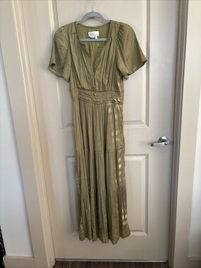 Anthropologie Sage Green Tiered Maxi Dress - excellent condition size S